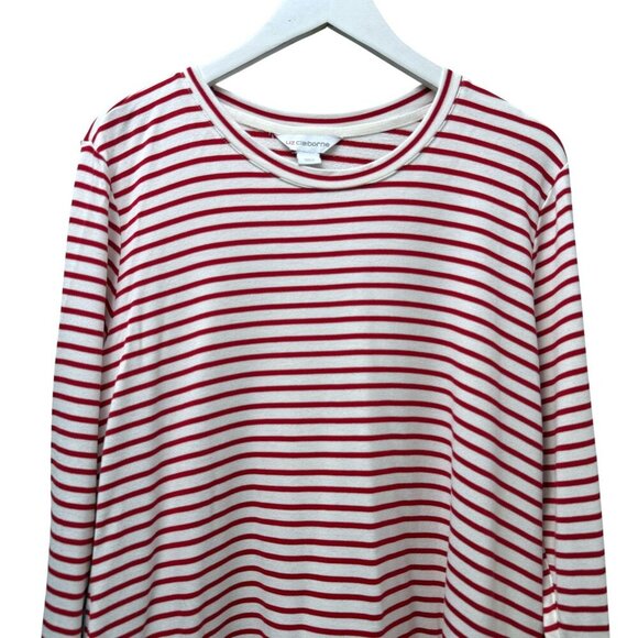 Liz Claiborne Red Stripe Top Size XL Womens Long Sleeve Tee Nautical NWT - Picture 6 of 9